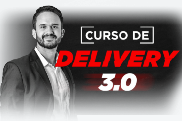 Curso Delivery 3.0 Fábio Bindes: Capa do Curso com elementos de comida e sucesso em delivery.