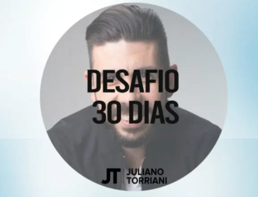 Capa do curso Desafio 30 Dias Juliano Torriani com elementos gráficos de crescimento e sucesso financeiro.