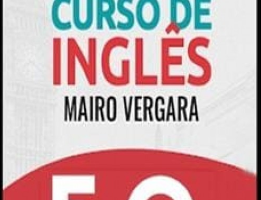 Capa do Curso de Inglês Mairo Vergara 5.0 com ícones de aprendizado