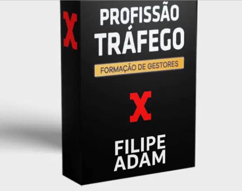 Capa do curso Profissão Tráfego Filipe Adam mostrando estratégia de tráfego pago e conversão