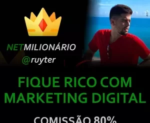 Capa do curso Net Milionário, ensinando marketing digital para iniciantes.