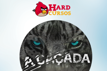 Capas do Curso A Caçada de Euríler Jubé com elementos gráficos de marketing digital e um tigre