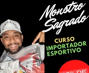 Imagem representando o curso Importador Esportivo com logo e ícones de produtos esportivos.