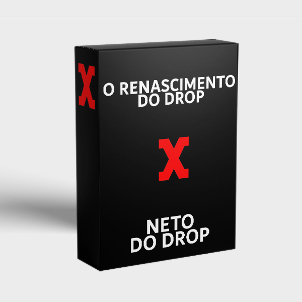 Neto do Drop em frente a um gráfico de crescimento de vendas online, com o logo do curso 'O Renascimento do Drop' em destaque.