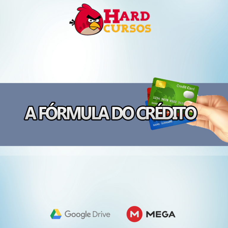 Imagem do curso A Fórmula do Crédito de Karlos Costa com ícones de cartão de crédito e gráfico de crescimento financeiro.