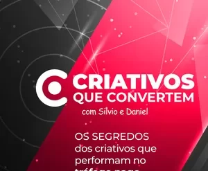 Capa do curso Criativos que Convertem com elementos de design e gráficos de performance