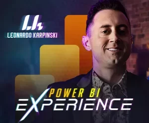 Ilustração de interface de Power BI com gráficos e dashboards, representando a análise de dados.