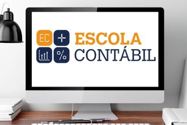 Capa do curso Escola Contábil de Gabriel Rabelo em alta resolução, com ícones de download e conteúdo extenso.