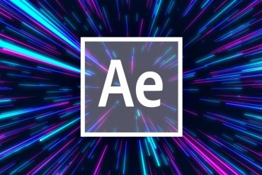 Interface do Adobe After Effects em ação, demonstrando composição de motion graphics e efeitos visuais complexos com tela dividida mostrando renderização em tempo real.