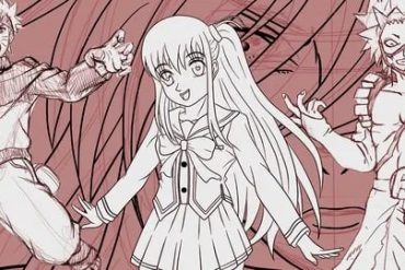 Ilustração detalhada de um personagem de mangá com traços marcantes, ensinando técnicas de desenho.