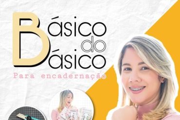 Lidiane Severiano ensinando técnicas de encadernação com cadernos e ferramentas de artesanato.