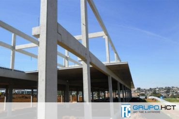 Capa do curso Concreto Pré-Moldado Projeto e Dimensionamento HCT com detalhes de vigas e pilares pré-moldados