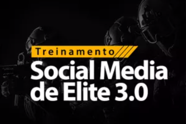 Valter Azevedo apresentando o curso Social Media de Elite 3.0, com ícones de redes sociais e gráficos de crescimento.